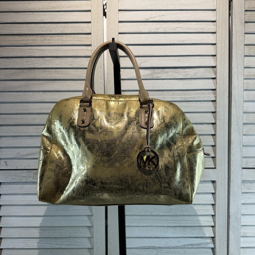 Gold Metallic Mirror duffle Michael Kors